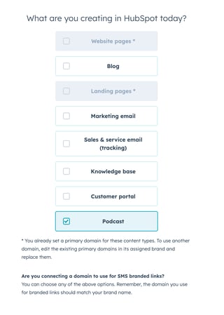 HubSpot screen for connecting or configuring a domain