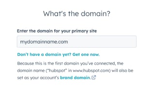 HubSpot screen for connecting or configuring a domain